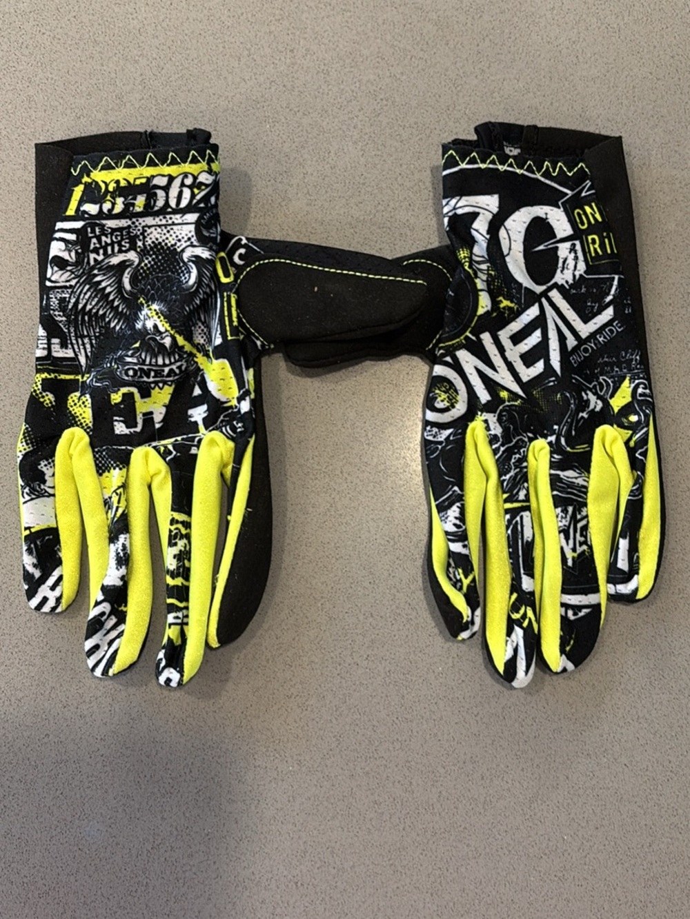 O'Neal Kids Graphic Ride Gloves - Black & Neon Yellow